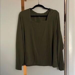 Old Navy Green Long Sleeve Square Neck Blouse